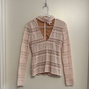 Cinq à Sept Blush Cecily lace choker V-neck long-sleeve blouse new